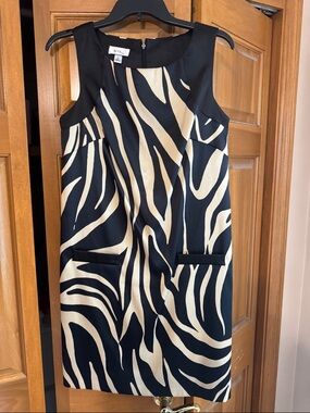 Alyx Black and Cream Zebra-Print Sleeveless Shift Dress